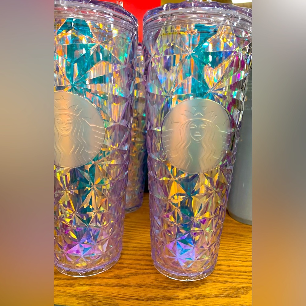 🌟 🧊 Starbucks 2023 Holiday Poinsettia Prism Sparkle Venti Cold Cup 24oz 💫